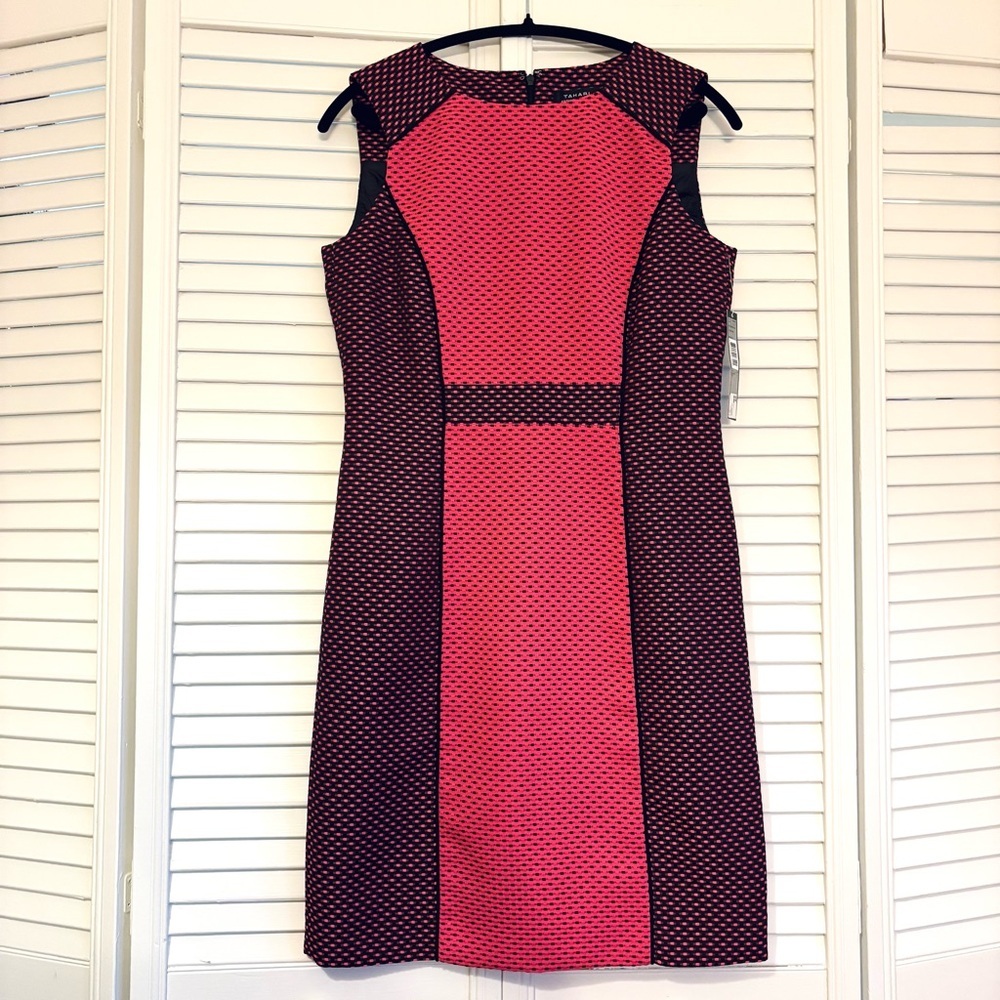 NWT Tahari Pink and Black Sheath Dress Size 6